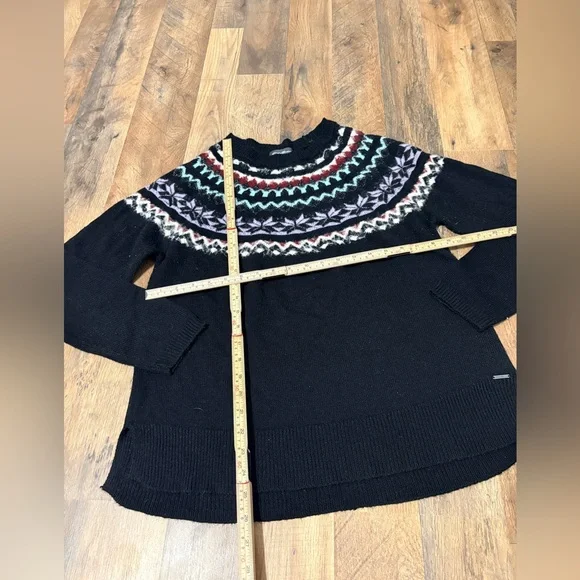 Eddie Bauer Fair Isle Sweater Womens M Medium Black Nordic Winter Pullover - Picture 3 of 5
